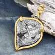 Heart Shaped 1661 Consolacion Shipwreck Pirate Era Spanish 1 Reale Piece of Eight 14K Gold Pendant