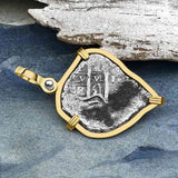 Heart Shaped 1661 Consolacion Shipwreck Pirate Era Spanish 1 Reale Piece of Eight 14K Gold Pendant