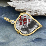 Heart Shaped 1661 Consolacion Shipwreck Pirate Era Spanish 1 Reale Piece of Eight 14K Gold Pendant