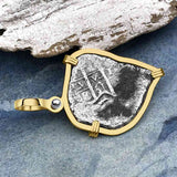Heart Shaped 1661 Consolacion Shipwreck Pirate Era Spanish 1 Reale Piece of Eight 14K Gold Pendant