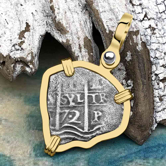 Heart Shaped 1672 Consolacion Shipwreck Pirate Era Spanish 1 Reale Piece of Eight 14K Gold Pendant