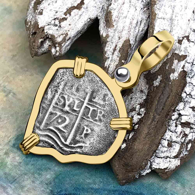 Heart Shaped 1672 Consolacion Shipwreck Pirate Era Spanish 1 Reale Piece of Eight 14K Gold Pendant