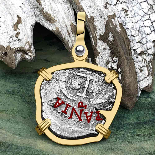 1673 Consolacion Shipwreck Pirate Era Spanish 1 Reale Piece of Eight 14K Gold Pendant