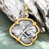 Pirate Era 1722 Spanish 1 Reale Cob Piece of 8 14K Gold Pendant