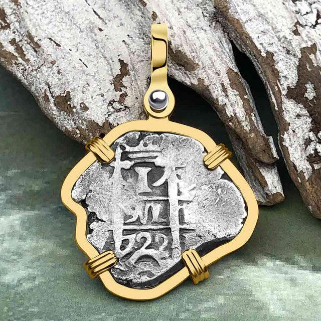 Pirate Era 1722 Spanish 1 Reale Cob Piece of 8 14K Gold Pendant
