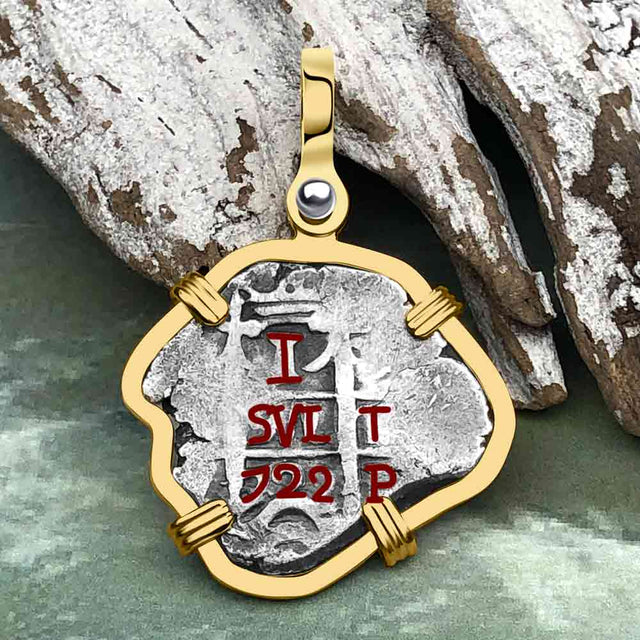 Pirate Era 1722 Spanish 1 Reale Cob Piece of 8 14K Gold Pendant