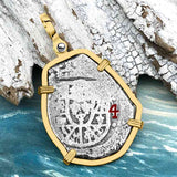 1715 Fleet Shipwreck Golden Age of Piracy Spanish 4 Reale Piece of 8 14K Gold Pendant