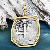 1715 Fleet Shipwreck Golden Age of Piracy Spanish 4 Reale Piece of 8 14K Gold Pendant | Artifact #4976
