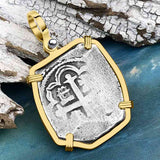 1715 Fleet Shipwreck Golden Age of Piracy Spanish 4 Reale Piece of 8 14K Gold Pendant | Artifact #4976