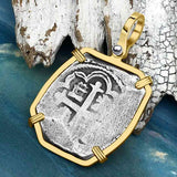 1715 Fleet Shipwreck Golden Age of Piracy Spanish 4 Reale Piece of 8 14K Gold Pendant | Artifact #4976