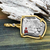 1715 Fleet Shipwreck Skull and Cross Bones Spanish 4 Reale Piece of 8 14K Gold Pendant
