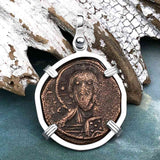 Byzantine Bronze Follis Coin - Jesus Christ, King of Kings Sterling Silver Pendant