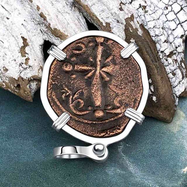 Byzantine Bronze Follis Coin - Jesus Christ, King of Kings Sterling Silver Pendant