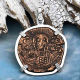 Byzantine Bronze Follis Coin - Jesus Christ, King of Kings Sterling Silver Pendant