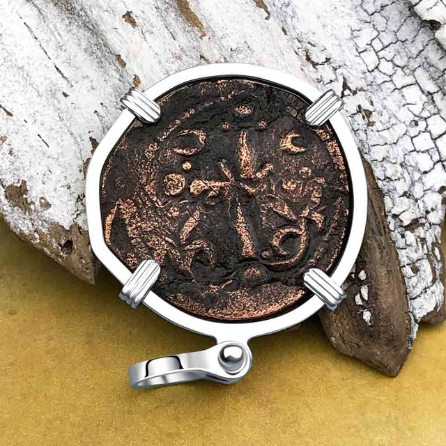 Byzantine Bronze Follis Coin Jesus Christ King of Kings Sterling Silver Pendant