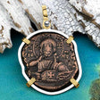 Byzantine Bronze Follis Coin Jesus Christ King of Kings 14K Gold and Sterling Silver Pendant