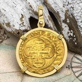 Circa 1550 22K Gold One Escudo - the Legendary Doubloon - 18K Gold Pendant
