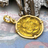 Circa 1560 22K Gold One Escudo - the Legendary Doubloon - 18K Gold Pendant