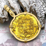 Circa 1560 22K Gold One Escudo - the Legendary Doubloon - 18K Gold Pendant