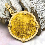 Circa 1550 22K Gold One Escudo - the Legendary Doubloon - 18K Gold Pendant
