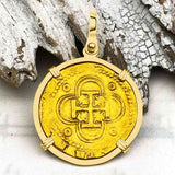 Rarer Pirate Era Circa 1568 22K Gold 2 Escudo - the Legendary Doubloon - 18K Gold Pendant