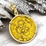 Rarer Pirate Era Circa 1568 22K Gold 2 Escudo - the Legendary Doubloon - 18K Gold Pendant