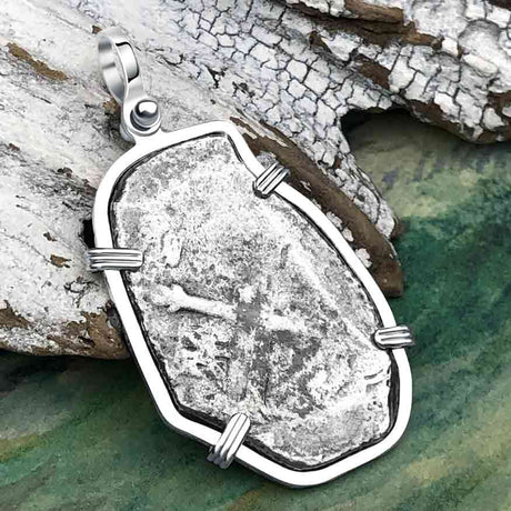 1715 Fleet Golden Age of Piracy Shipwreck Spanish 4 Reale Piece of 8 Silver Pendant