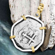 1715 Fleet Shipwreck Spanish 4 Reale Piece of 8 14K Gold and Sterling Silver Pendant