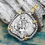 1715 Fleet Shipwreck Rare 4 Reale Piece of Eight 14K Gold and Silver Pendant - the Mel Fisher Cobb Coin Company Collection