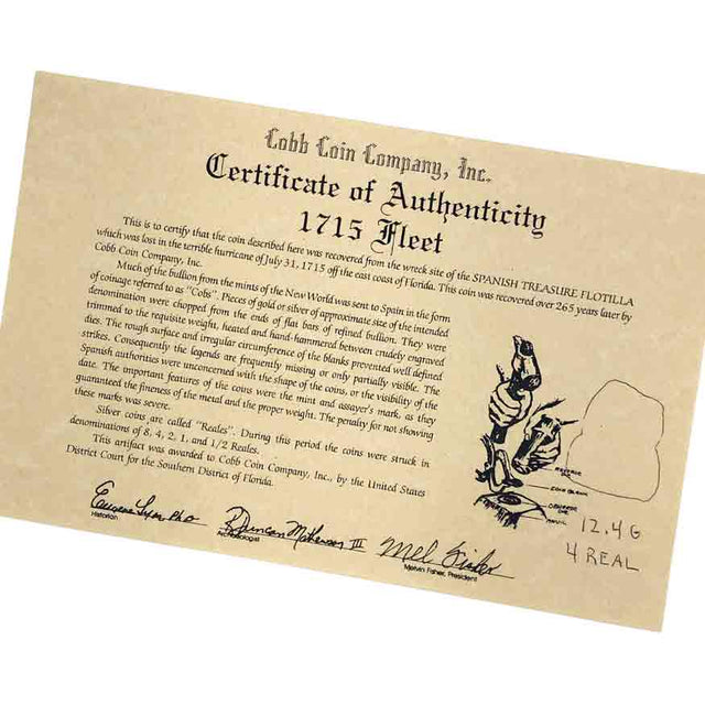 1715 Fleet Shipwreck Rare 4 Reale Piece of Eight 14K Gold and Silver Pendant - the Mel Fisher Cobb Coin Company Collection | Artifact #5007