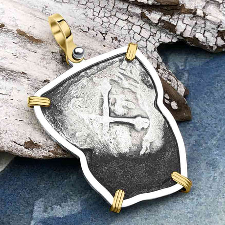 1715 Fleet Shipwreck Rare 4 Reale Piece of Eight 14K Gold and Silver Pendant - the Mel Fisher Cobb Coin Company Collection