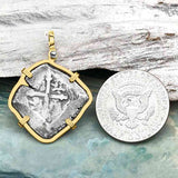 1715 Fleet Shipwreck Golden Age of Piracy Spanish 4 Reale Piece of 8 14K Gold Pendant