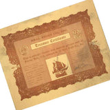 EXTREMELY RARE Real 8 Company Original Certificate 1715 Fleet Shipwreck 8 Reale Piece of Eight 14K Gold Pendant