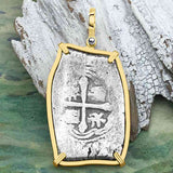 EXTREMELY RARE Real 8 Company Original Certificate 1715 Fleet Shipwreck 8 Reale Piece of Eight 14K Gold Pendant