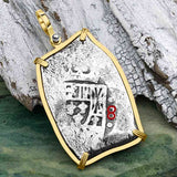 EXTREMELY RARE Real 8 Company Original Certificate 1715 Fleet Shipwreck 8 Reale Piece of Eight 14K Gold Pendant
