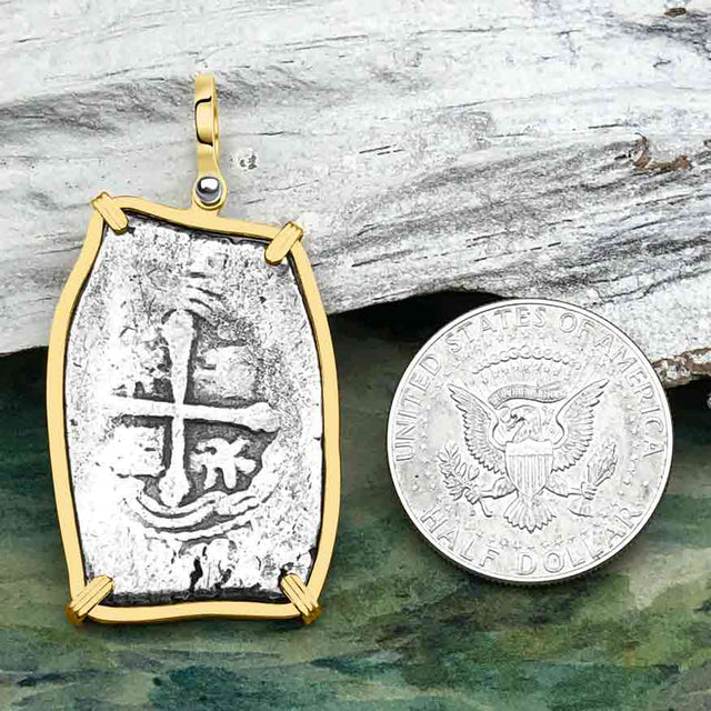 EXTREMELY RARE Real 8 Company Original Certificate 1715 Fleet Shipwreck 8 Reale Piece of Eight 14K Gold Pendant