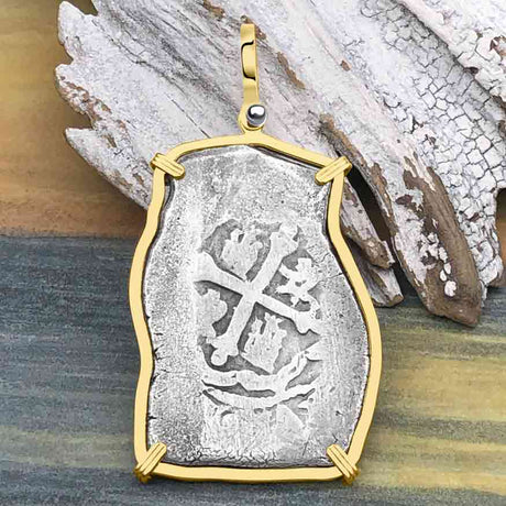 1715 Fleet Shipwreck Rare 8 Reale Piece of Eight 14K Gold Pendant - the Cobb Coin Company Collection