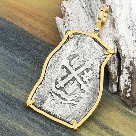 1715 Fleet Shipwreck Rare 8 Reale Piece of Eight 14K Gold Pendant - the Cobb Coin Company Collection