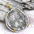 Concepcion Shipwreck Spanish 8 Reale Silver Piece of Eight 14K Gold and Sterling Silver Pendant