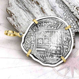 Concepcion Shipwreck Spanish 8 Reale Silver Piece of Eight 14K Gold and Sterling Silver Pendant