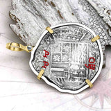 Concepcion Shipwreck Spanish 8 Reale Silver Piece of Eight 14K Gold and Sterling Silver Pendant