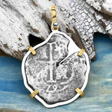 Rare 1679 Consolacion Shipwreck Pirate Era 4 Reale Cob 14K Gold and Sterling Silver Pendant