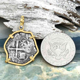 Rare 1679 Consolacion Shipwreck Pirate Era 4 Reale Cob 14K Gold Pendant