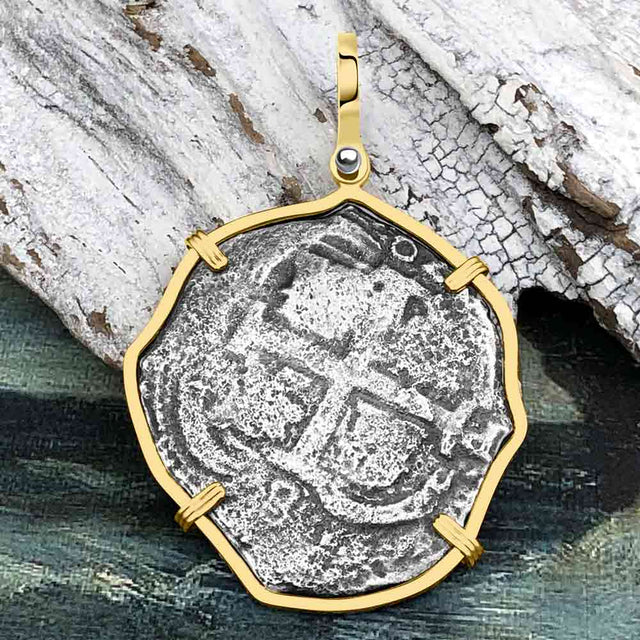 UNIQUE 1679 Consolacion Shipwreck Pirate Era 8 Reale Cob 14K Gold Pendant