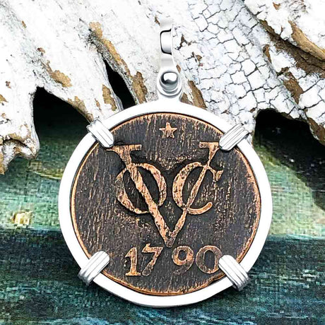 VOC - Dutch East India Company Shipwreck 1790 2 Duit Sterling Silver Pendant