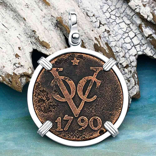 VOC - Dutch East India Company Shipwreck 1790 2 Duit Sterling Silver Pendant