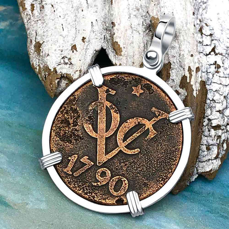 VOC - Dutch East India Company Shipwreck 1790 2 Duit Sterling Silver Pendant