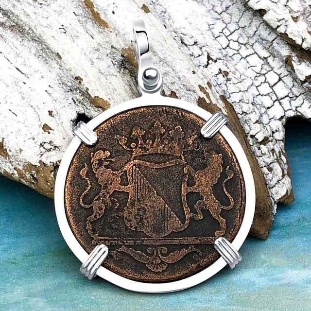 VOC - Dutch East India Company Shipwreck 1790 2 Duit Sterling Silver Pendant