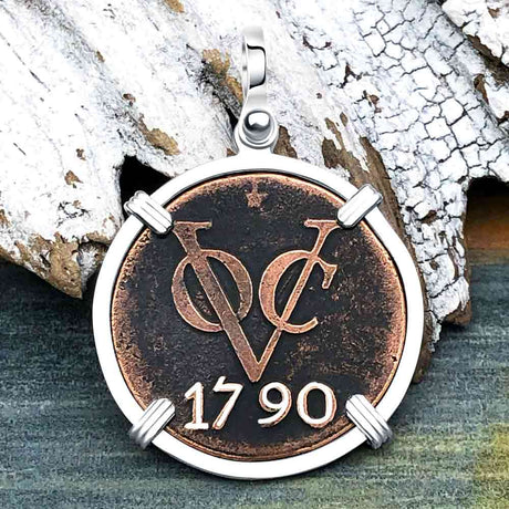 VOC - Dutch East India Company Shipwreck 1790 LARGE 2 Duit Sterling Silver Pendant