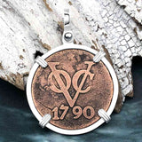 VOC - Dutch East India Company Shipwreck 1790 LARGE 2 Duit Sterling Silver Pendant